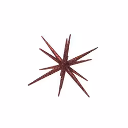 Sputnik en röd stjärnformad dekoration med glitter från Svanefors.