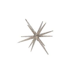Sputnik en silverfärgad stjärnformad dekoration med glitter från Svanefors.