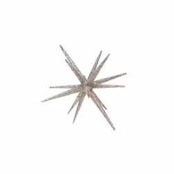 Sputnik en silverfärgad stjärnformad dekoration med glitter från Svanefors.