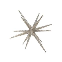 Sputnik en silverfärgad stjärnformad dekoration med glitter från Svanefors.