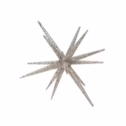 Sputnik en silverfärgad stjärnformad dekoration med glitter från Svanefors.