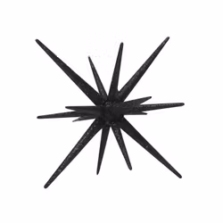 Sputnik en svart stjärnformad dekoration med glitter från Svanefors.