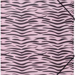 Zebra en gummibandsmapp i ett rosa och svart zebramönster i A4 storlek från Hedlundgruppen, mappen är FSC godkänd.