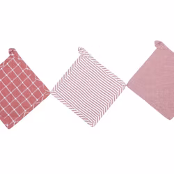Grytlapp från Classic textiles i återvunnet material. Färg: Rosa och vitrandig.