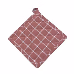 Grytlapp från Classic textiles i återvunnet material. Färg: Rosa och vitrutig.
