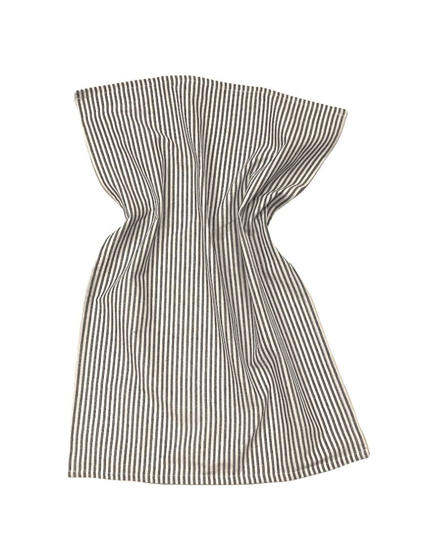 Kökshandduk från Classic textile i återvunna textilier. Färg: Grön och vitrandig.
