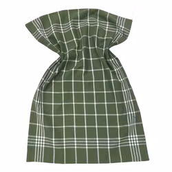 Kökshandduk från Classic textile i återvunna textilier. Färg: Grön och vitrutig.