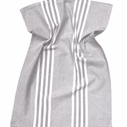 Kökshandduk från Classic textile i återvunna textilier. Färg: Grå och vitrandig.