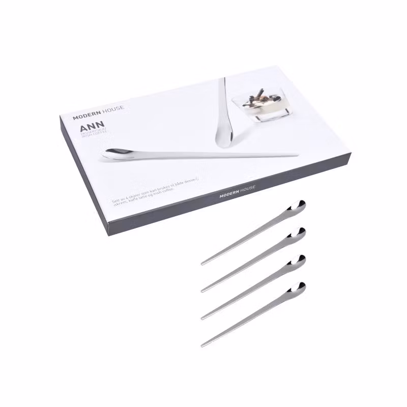 Ann ett 4 pack dessert/glasskedar från Modern house, längd 21 cm.