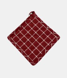 Grytlapp från Classic textiles i återvunnet material. Färg: Röd och vitrutig.