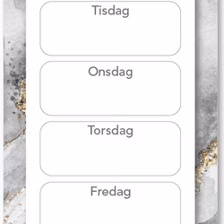 Veckomatsedel med 52 sidor och med magnet så att man enkelt kan fästa den på kylskåpet.