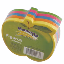 Notisblock Memo Tip Äpple 250 självhäftande kom ihåg lappar i färgerna gult, orange, blått, rosa och grönt, mått 7 x 7 cm.