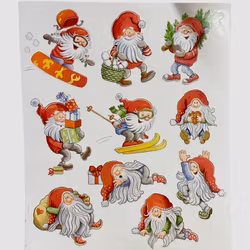 Tomtestickers med 20 st söta tomtar att dekorera julklapparna med från Festive.