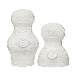 Orient salt och pepparkar i vitt i stengods från Cult design, mått 10 cm.