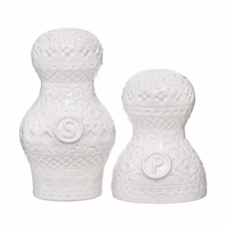 Orient salt och pepparkar i vitt i stengods från Cult design, mått 10 cm.