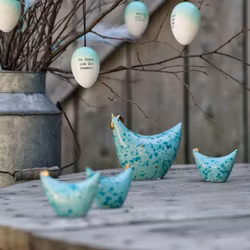 Påskägg/ordspråksägg i 6 pack i mintgrönt och vitt från Cult design att dekorera påskriset med, mått 6 cm.