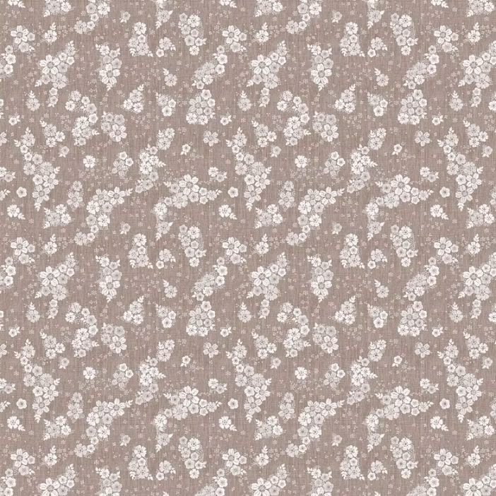 Sara en härlig vaxduk på metervara i beige med ett vitt blommönster bredd 140 cm.
