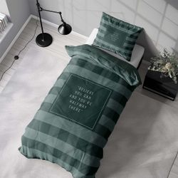 Checkers green påslakanset bomull med ett grönrutigt mönster och med knäppning i botten, från Indusia design