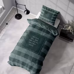 Checkers green påslakanset bomull med ett grönrutigt mönster och med knäppning i botten, från Indusia design