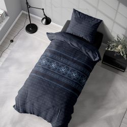 Brooklyn blue ett påslakanset i bomull med ett mönster i blåa toner med knäppning i botten, från Indusia design