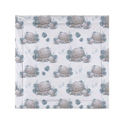 Elephant love en ljusgrå lekmatta/babypläd i bomull till baby i med söta elefanter som mönster i mått 100 x 100 cm, från Indusia design.