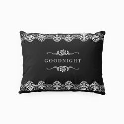 Goodnight lace ett örngott i bomullssatin i svart och vitt i mått 50 x 60 cm, från Indusia design