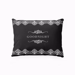 Goodnight lace ett örngott i bomullssatin i svart och vitt i mått 50 x 60 cm, från Indusia design