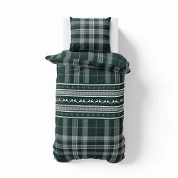 Noelle green ett vackert påslakanset i bomullsflanell i grönt och vitt med med knäppning i underkant, från Indusia design