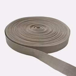 Bomullsband i linnefärg med vita rutor i bredd 15 mm från Svanefors