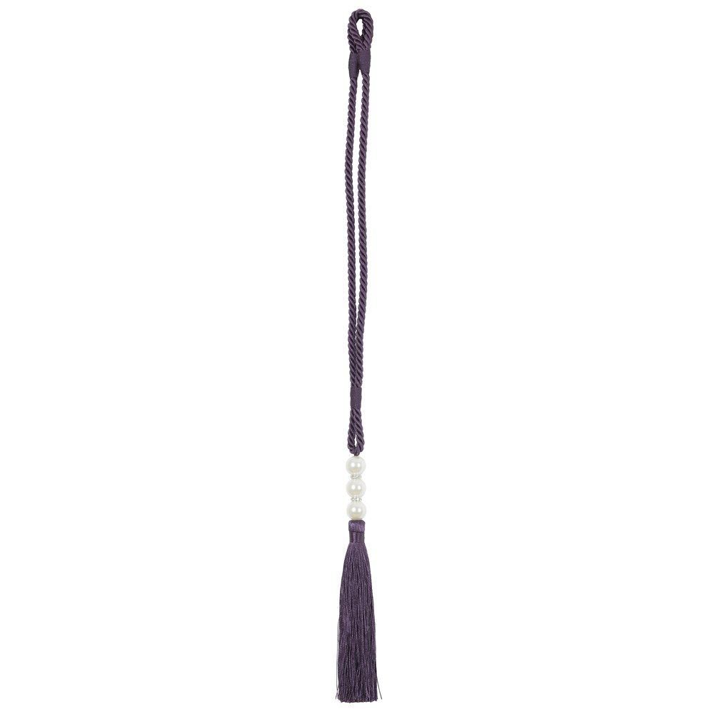 Olav ett lila gardinomtag/tassel med tofs och pärlor från Svanefors i längd 70 cm