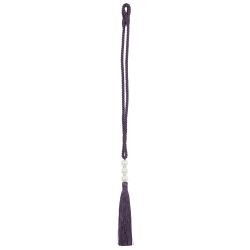 Olav ett lila gardinomtag/tassel med tofs och pärlor från Svanefors i längd 70 cm