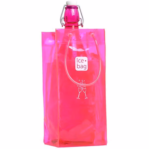 Ice bag i en rosa Champagne/dryckeskylare från Ice Bag