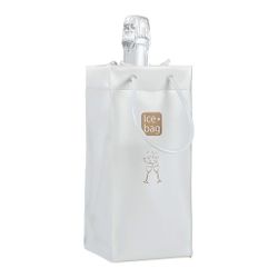 Ice bag i en vit Champagne/dryckeskylare från Ice Bag