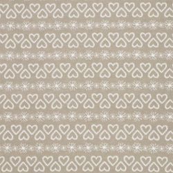 Hjärtligt ett linnefärgat och vitt julgardinstyg/inredningstyg metervara från Redlunds textil i bredd 138 cm