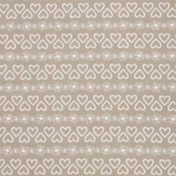 Hjärtligt ett linnefärgat och vitt julgardinstyg/inredningstyg metervara från Redlunds textil i bredd 138 cm