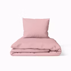 Påslakanset i bomullssatin Solid color i ljusrosa i mått 140 x 200 cm