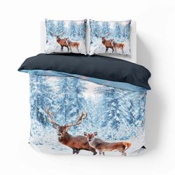 Winter deer ett påslakanset i bomullsflanell till dubbeltäcke i mått 200 x 220 cm från Indusia design