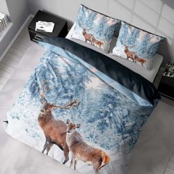 Winter deer ett påslakanset i bomullsflanell till dubbeltäcke i mått 200 x 220 cm från Indusia design