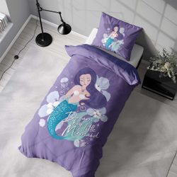 Little Mermaid ett påslakanset i lila toner med en sjöjungfru av bomull i mått 140 x 200 cm Indusia design