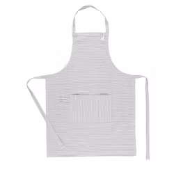 Ella Eco ett grått och vitrandigt förkläde i Eco och GOTS certifierad bomull från Noble house mått 65 x 90 cm