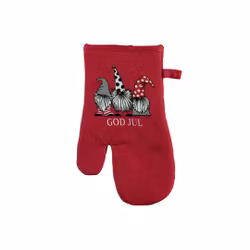 God jul Santa en röd grytvante med ett sött tomtetryck från Noble house 15 x 30 cm