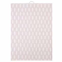 Noble house Kalle en rosa kökshandduk i bomull med vävda vita ovaler i mått 45 x 65 cm