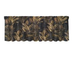 Tahiti en svart färdigsydd gardinkappa med ett bladmönster i guldgult och med multiband från Redlunds textil i mått 1 x 50 x 250 cm