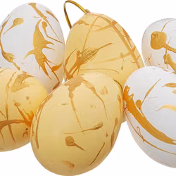 Cult design Påska goldie vita och gula påskägg i 6 pack med ett guldmönster mått 6 cm