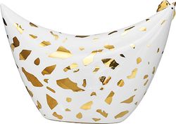 Cult design Goldie en vit påskhöna med ett guldmönster en i lergods mått 20 x 7 x 18 cm