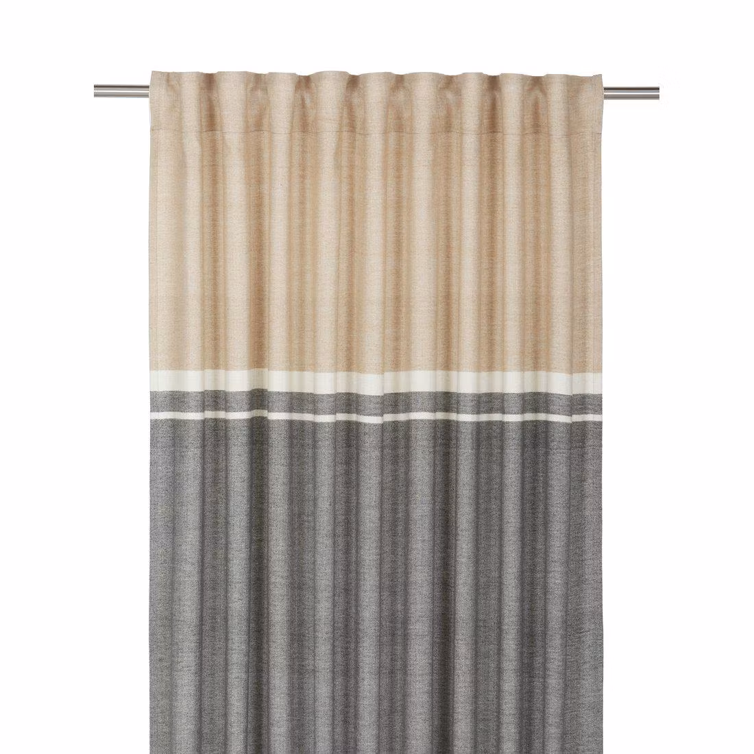 Svanefors Carin ett grått och beige gardinset med multiband mått 2 x 140 x 260 cm