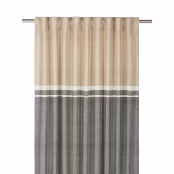 Svanefors Carin ett grått och beige gardinset med multiband mått 2 x 140 x 260 cm