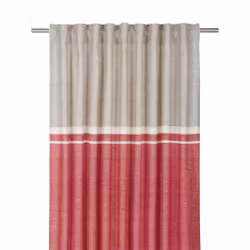 Svanefors Carin ett rött och beige gardinset med multiband mått 2 x 140 x 260 cm