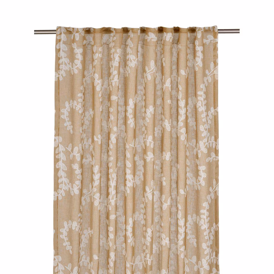 Svanefors Jenny ett saffransgult gardinset med en vit bladslinga 2 x 140 x 280