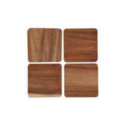Noble house Wood 4 st glasunderlägg/coasters i trä mått 10 x 10 cm
